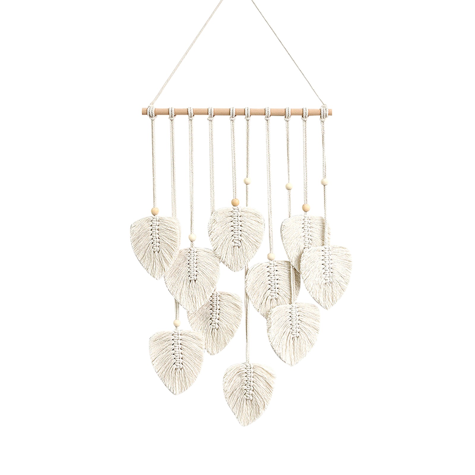 Wgmhea Room Decor Handmade Macrame Wall Hanging Leaves Large Boho Feather Tapestry Chic Yarn Woven Art Decor for Nursery Bedroom and Living Room Premium Decor Clearance